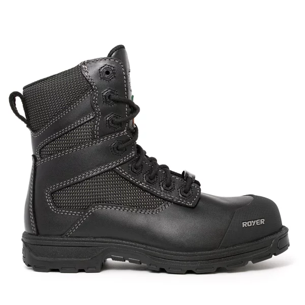 Royer 5700GT AGILITY 8" leather work boots with abrasion-resistant fabric. Color: Black. | IGO Pro