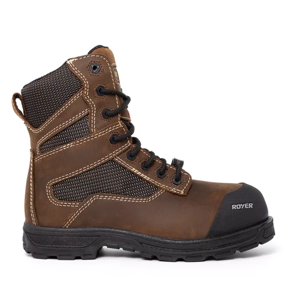 Royer 5700GT AGILITY 8" leather work boots with abrasion-resistant fabric. Color: Brown. | IGO Pro