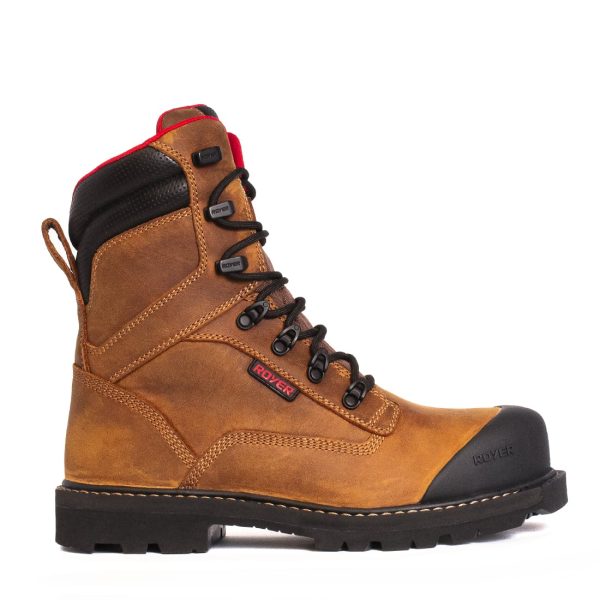 Royer 8990RT REVOLT 8" waterproof all-leather wide work boots with traction sole. Color: Sanehorse-Brown. | IGO Pro
