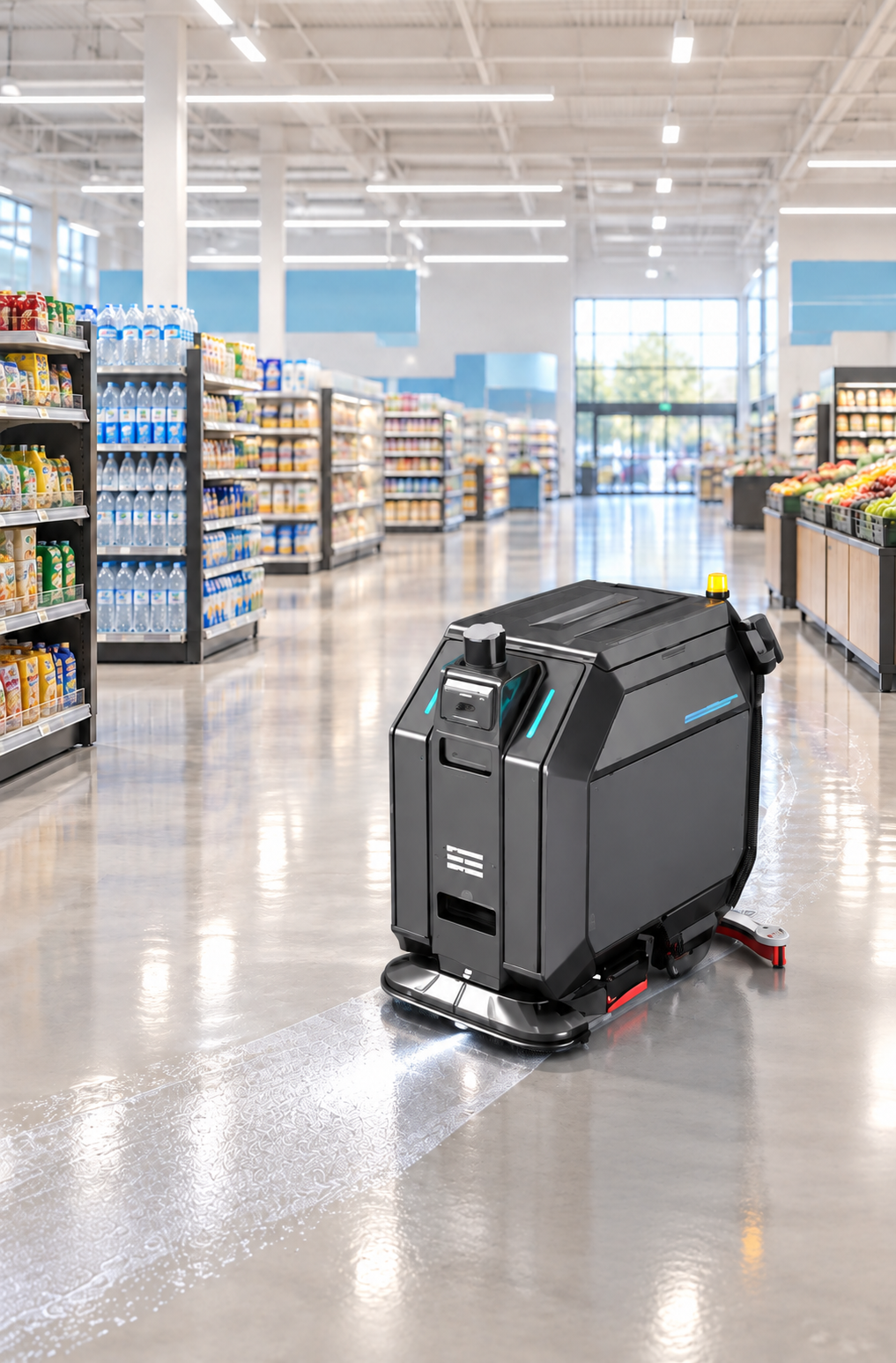 Autolaveuse autonome CenoBots L50 dans un grand commerce lumineux